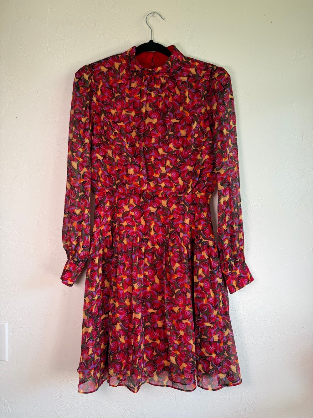 Saloni Isabel B Printed Silk Georgette Mini Dress sz 4 - Picture 5 of 8